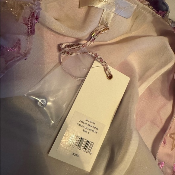 Loveshackfancy-NWT Purple Metallic Star FindlayLongsleeve Ruffle Wrap Mini Dress - Picture 9 of 11